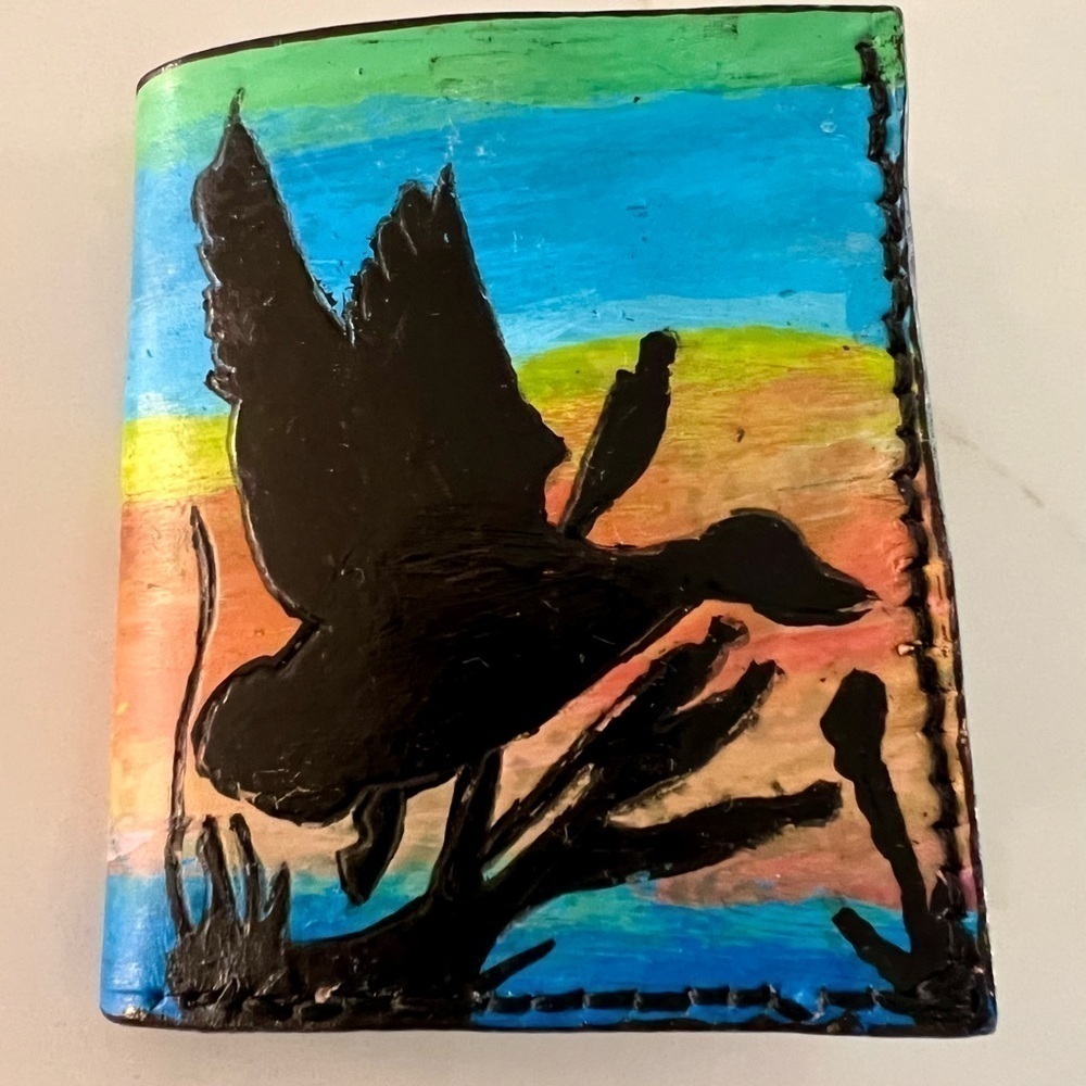 Vintage Mallard Duck Hand Painted Bifold Wallet